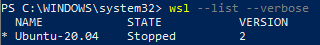 wsl list